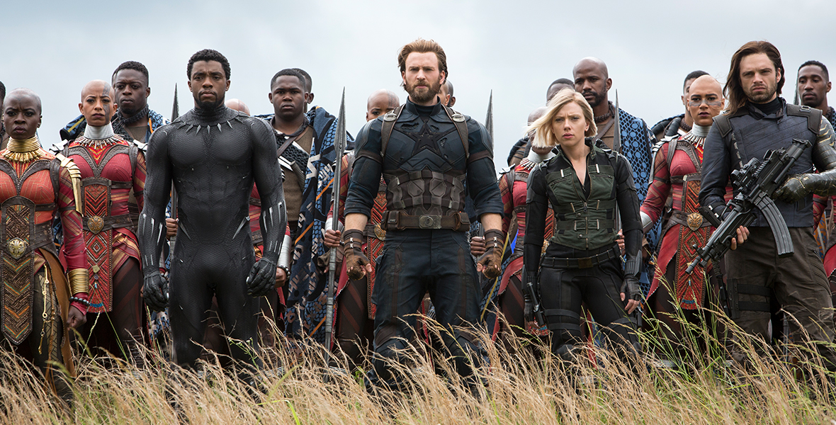Black Panther, Captain America, Black Widow, and Bucky Barnes await facing Thanos’ army