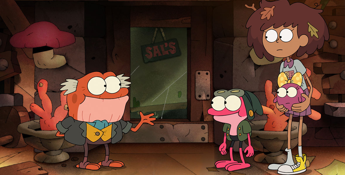 The voice cast of Amphibia includes Brenda Song as Anne Boonchuy, Justin Felbinger as Sprig Plantar, Amanda Leighton as Polly Plantar, and Disney Legend Bill Farmer as Hop Pop.