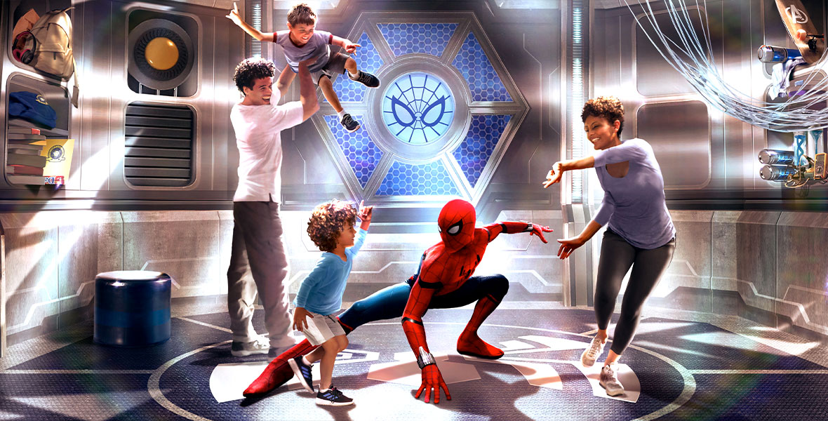 Recruits can meet Spider-Man, Iron Man, or Captain Marvel in the Training Center, a new dedicated building unique to Avengers Campus in Disneyland Paris.