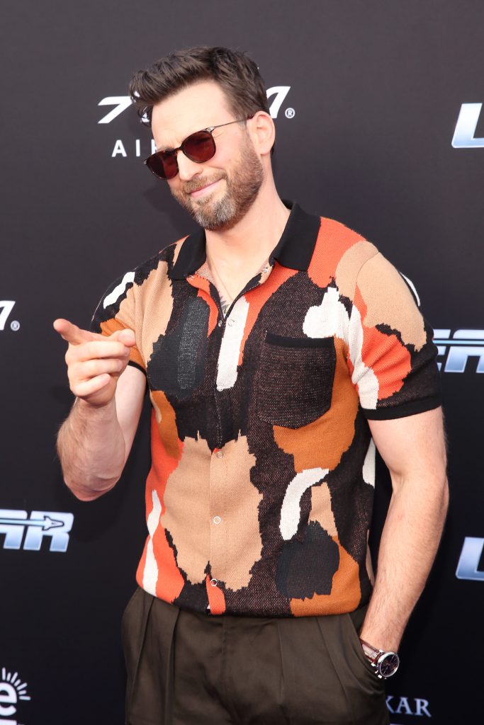 Chris Evans (voice of Buzz Lightyear) attends the world premiere of Disney and Pixar’s Lightyear at El Capitan Theatre in Hollywood, California.