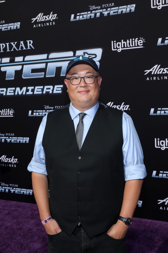 Peter Sohn (voice of Sox) attends the world premiere of Disney and Pixar’s Lightyear at El Capitan Theatre in Hollywood, California.