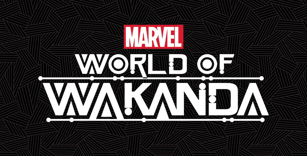 New Retail Experiences Revealed for 2022 Disney D23 Expo Monday Merch Meeting: DCL, Starbucks, Dresses, Chanukah, Wedding, Masks & More! Logo for World of Wakanda collection below red Marvel logo. 