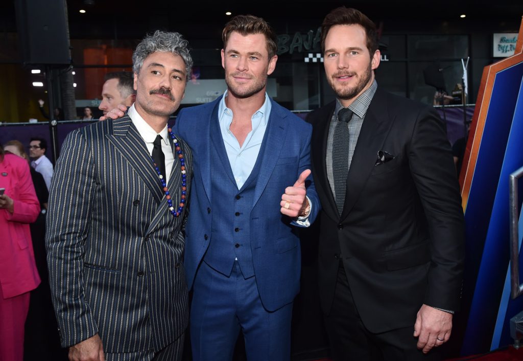 LOS ANGELES, CALIFORNIA - JUNE 23: (L-R) Taika Waititi, Chris Hemsworth and Chris Pratt attend the Thor: Love and Thunder World Premiere at the El Capitan Theatre in [Hollywood], California on June 23, 2022. (Photo by Alberto E. Rodriguez/Getty Images for Disney)