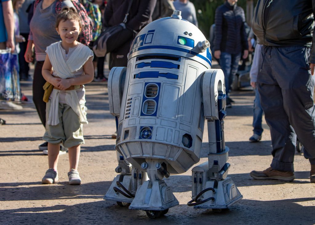 Guests visiting Star Wars: Galaxy’s Edge at Disneyland Resort or Walt Disney World Resort will encounter plenty of characters from around the galaxy—from members of the First Order and the Resistance, to cosmic creatures and droids, like R2-D2. A resourceful astromech droid, R2-D2 has shown great bravery in rescuing his masters and their friends from many perils. (Joshua Sudock/Disneyland Resort)