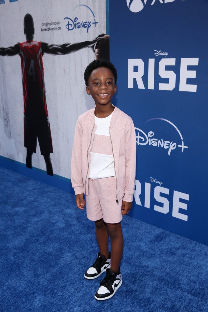 BURBANK, CALIFORNIA - JUNE 22: Aaron Kingsley Adetola attends the world premiere of Rise at Walt Disney Studios in Burbank, California on June 22, 2022. (Photo by Jesse Grant/Getty Images for Disney)