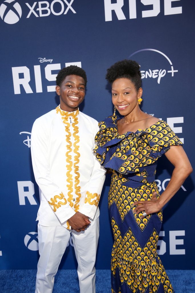 BURBANK, CALIFORNIA - JUNE 22: Chinua Baraka Payne (L) attends the world premiere of Rise at Walt Disney Studios in Burbank, California on June 22, 2022. (Photo by Jesse Grant/Getty Images for Disney)