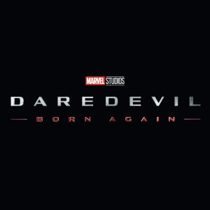 Logo image for Daredevil: Born Again. “Daredevil” is written in a light silver font and “Born Again” is in red.