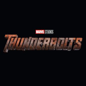 Logo image for Thunderbolts. The title is written in a brownish red rusted font, very bold with cracks going throughout the word.