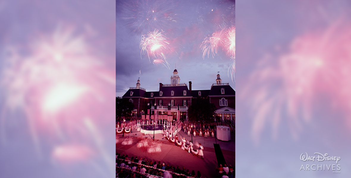 The entertainment for The American Adventure dedication on October 11, 1982. 