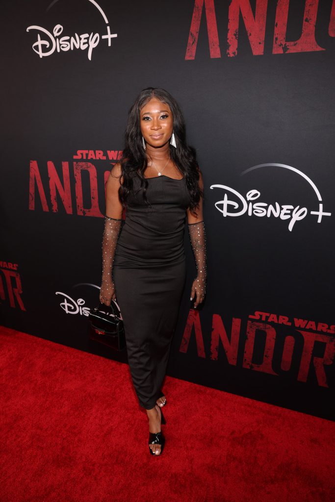 LOS ANGELES, CALIFORNIA - SEPTEMBER 15: Yasmine Sahid arrives at the special 3-episode launch event for Lucasfilm's original series Andor at the El Capitan Theatre in Hollywood, California on September 15, 2022. (Photo by Jesse Grant/Getty Images for Disney)