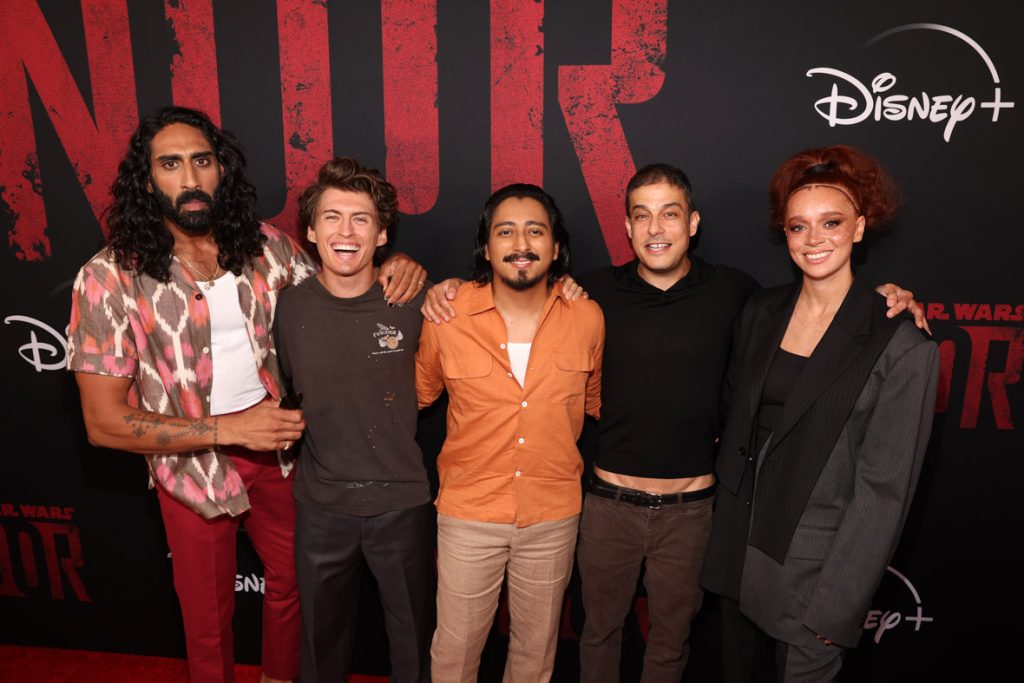 LOS ANGELES, CALIFORNIA - SEPTEMBER 15: (L-R) Amar Chadha-Patel, Dempsey Bryk, Tony Revolori, Jonathan Kasdan and Erin Kellyman arrive at the special 3-episode launch event for Lucasfilm's original series Andor at the El Capitan Theatre in Hollywood, California on September 15, 2022. (Photo by Jesse Grant/Getty Images for Disney)
