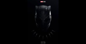 Key art for Black Panther: Wakanda Forever. At the top of the poster reads, "Marvel Studios" in red and white. The center is the mask for Black Panther emerging out of the shadows. The bottom reads "Forever" with "11.11.22" written below it in white.