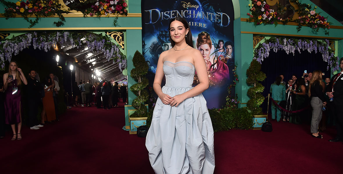 Gabriella Baldacchino poses on the red carpet for the Disenchanted world premiere.
