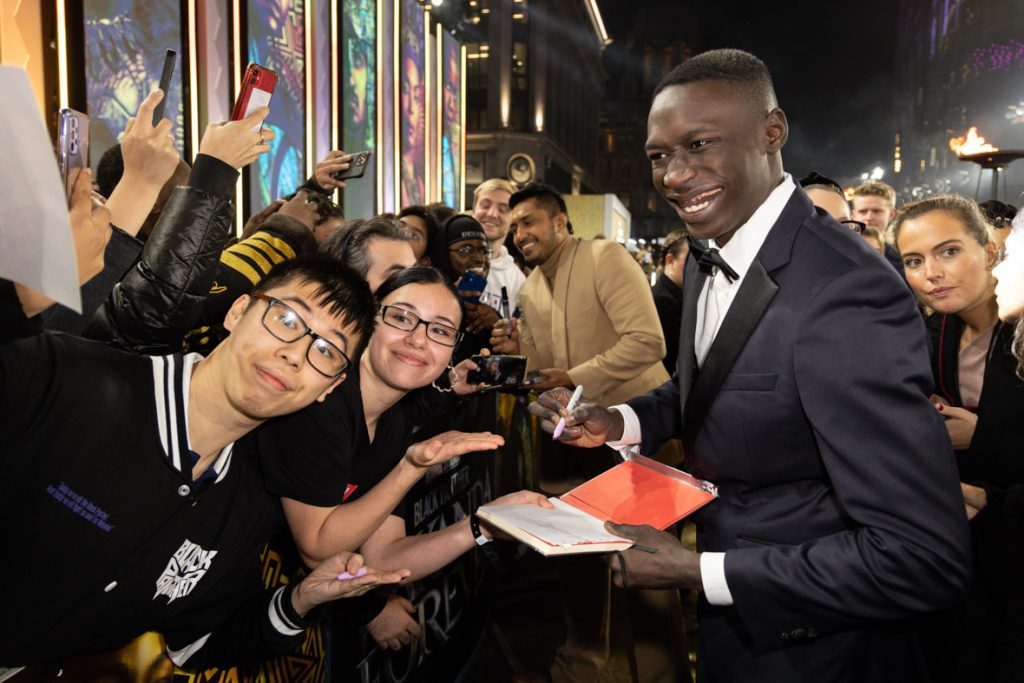 Khaby Lame attends the European Premiere of Disney and Marvel Studios Black Panther: Wakanda Forever in Leicester Square in London on Thursday 3rd November 2022. (Photo by StillMoving.net for Disney)