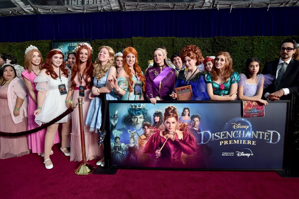LOS ANGELES, CALIFORNIA - NOVEMBER 16: Fans attend the premiere of Disney’s “Disenchanted” at the El Capitan Theatre in Hollywood CA on November 16, 2022.  The film begins streaming only on Disney+ November 18, 2022. (Photo by Alberto E. Rodriguez/Getty Images for Disney)