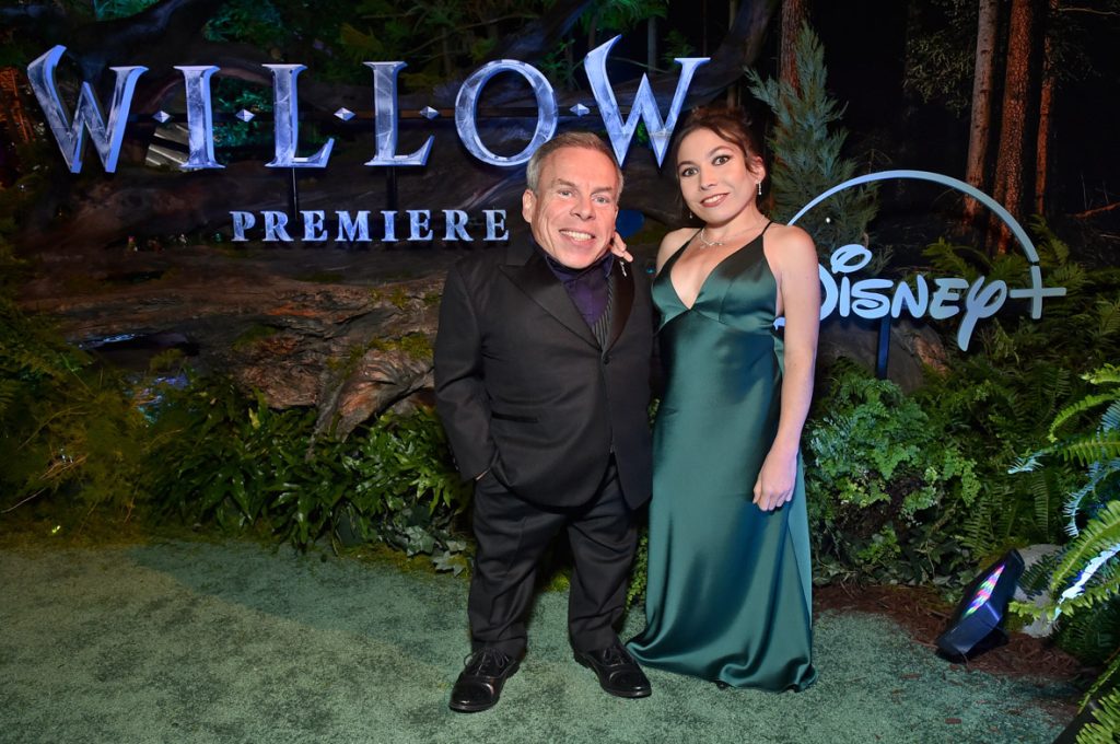 LOS ANGELES, CALIFORNIA - NOVEMBER 29: (L-R) Warwick Davis and Annabelle Davis attend Lucasfilm and Imagine Entertainment's "Willow" Series Premiere in Los Angeles, California on November 29, 2022. The series debuts exclusively on Disney+ November 30, 2022. (Photo by Alberto E. Rodriguez/Getty Images for Disney )