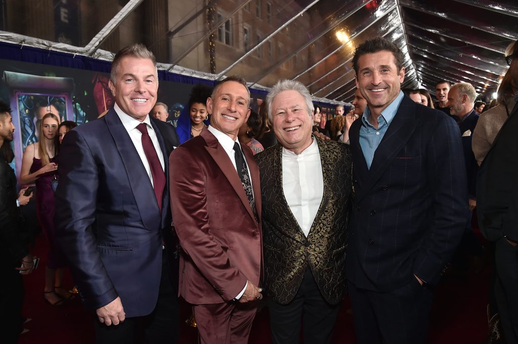 LOS ANGELES, CALIFORNIA - NOVEMBER 16: (L-R) Matt Sullivan, Adam Shankman, Alan Menken and Patrick Dempsey arrive at the premiere of Disney’s “Disenchanted” at the El Capitan Theatre in Hollywood CA on November 16, 2022.  The film begins streaming only on Disney+ November 18, 2022. (Photo by Alberto E. Rodriguez/Getty Images for Disney)