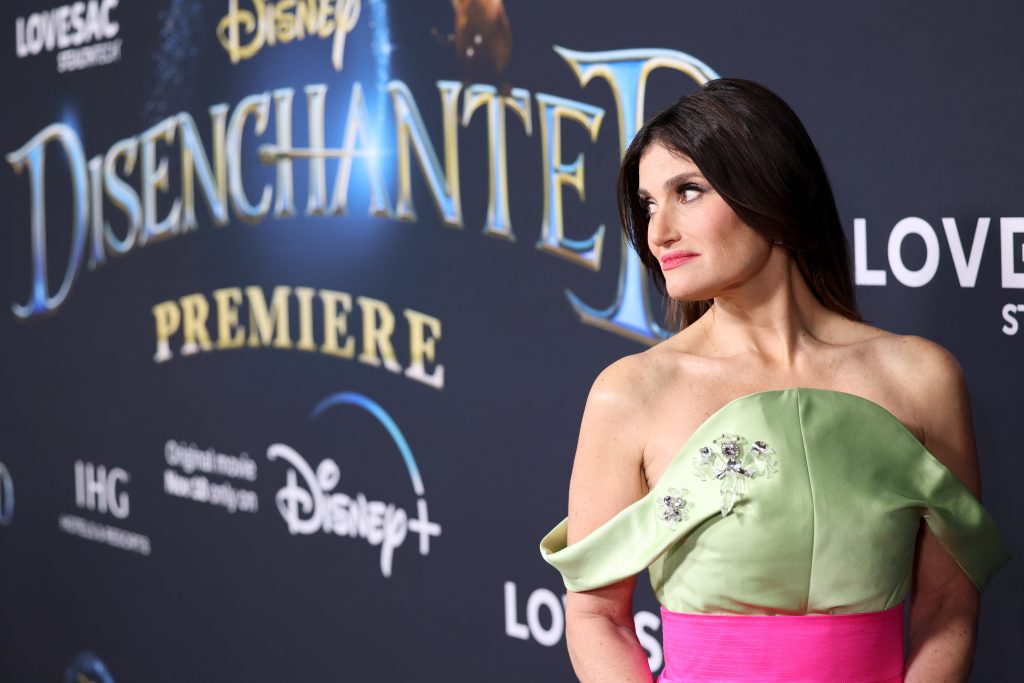 LOS ANGELES, CALIFORNIA - NOVEMBER 16: Idina Menzel arrives at the premiere of Disney’s “Disenchanted” at the El Capitan Theatre in Hollywood CA on November 16, 2022.  The film begins streaming only on Disney+ November 18, 2022. (Photo by Jesse Grant/Getty Images for Disney)
