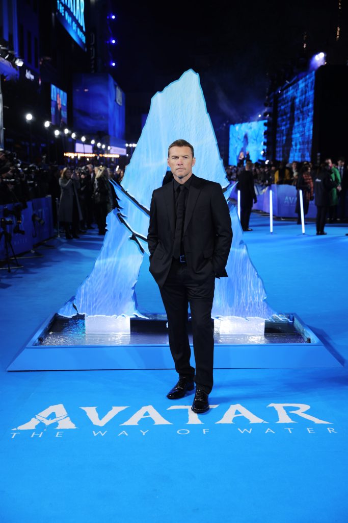 Sam Worthington attends the World Premiere of James Cameron's "Avatar: The Way of Water" at the Odeon Luxe Leicester Square on December 06, 2022 in London, England. (Photo by StillMoving.net for Disney)