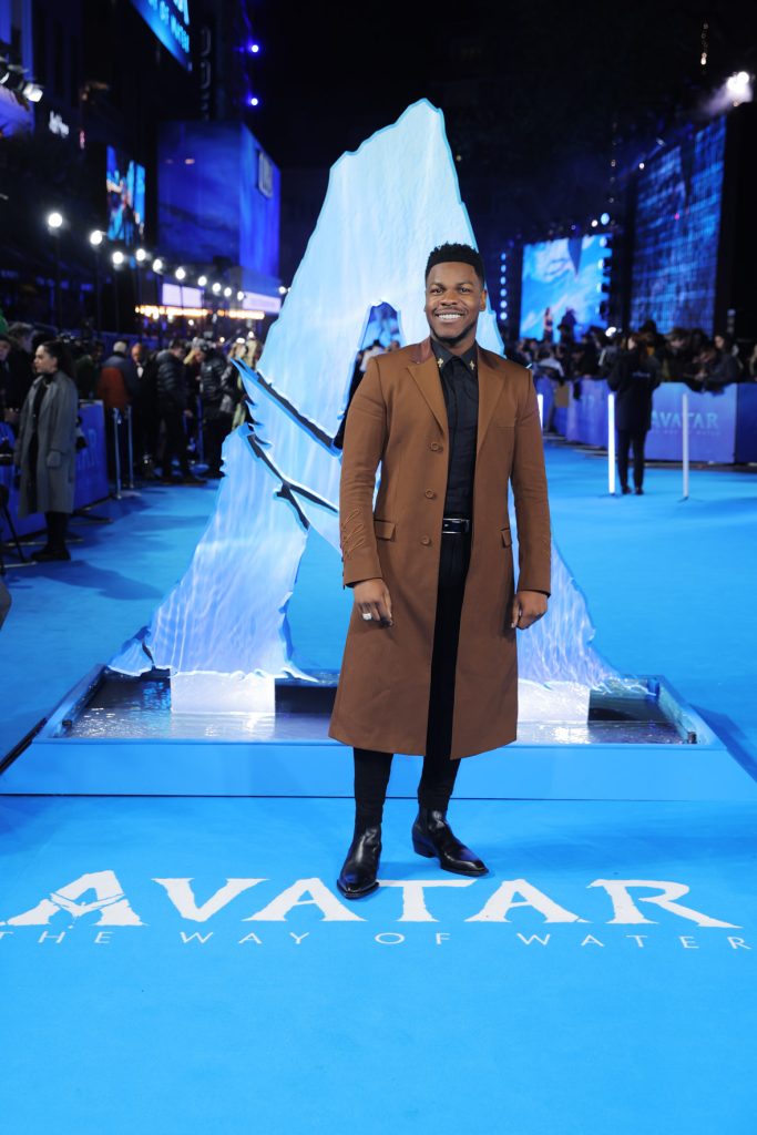 Guest John Boyega attends the World Premiere of James Cameron's "Avatar: The Way of Water" at the Odeon Luxe Leicester Square on December 06, 2022 in London, England. (Photo by StillMoving.net for Disney)