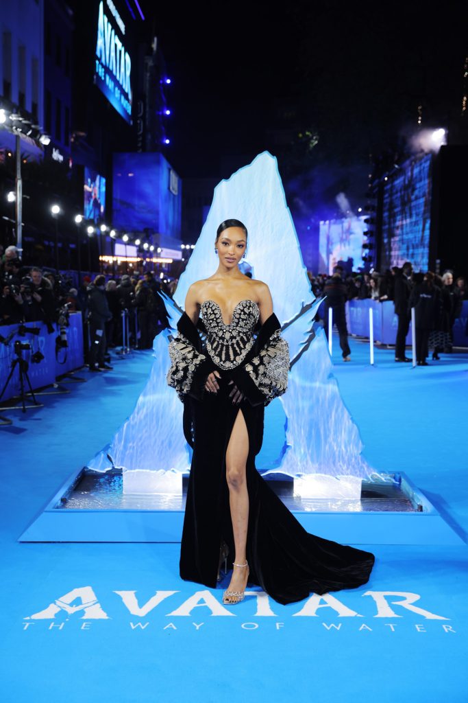 Guest Jourdan Dunn attends the World Premiere of James Cameron's "Avatar: The Way of Water" at the Odeon Luxe Leicester Square on December 06, 2022 in London, England. (Photo by StillMoving.net for Disney)