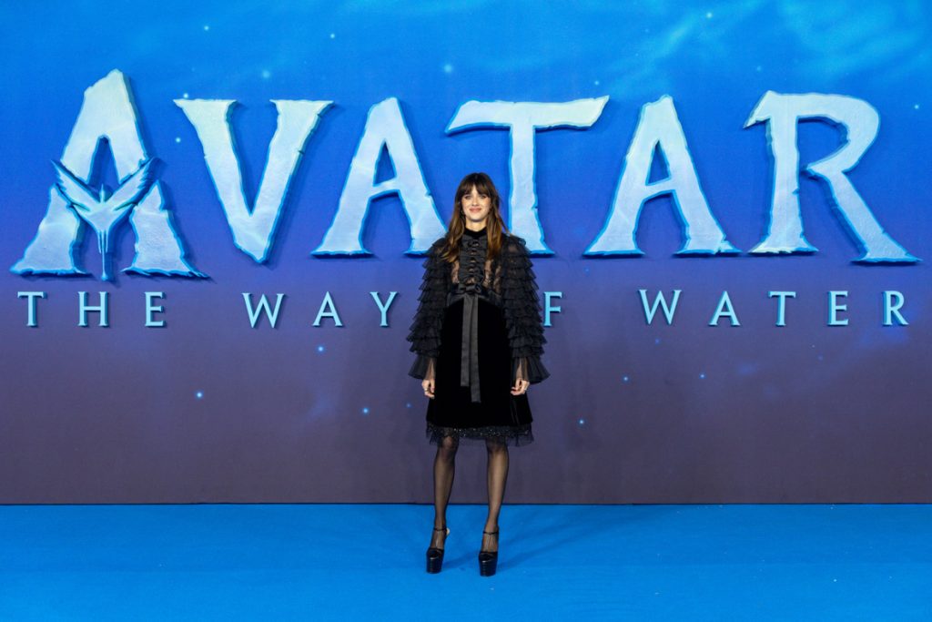 Guest Benedetta Porcaroli attends the World Premiere of James Cameron's "Avatar: The Way of Water" at the Odeon Luxe Leicester Square on December 06, 2022 in London, England. (Photo by StillMoving.net for Disney)