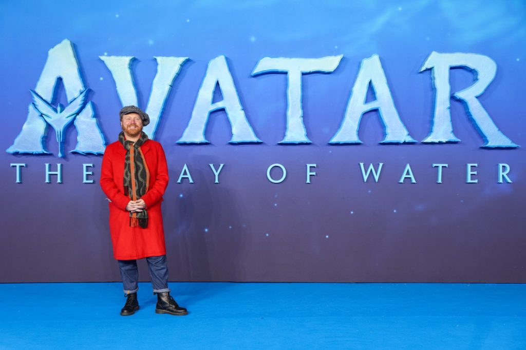 Guest Leigh Francis attends the World Premiere of James Cameron's "Avatar: The Way of Water" at the Odeon Luxe Leicester Square on December 06, 2022 in London, England. (Photo by StillMoving.net for Disney)
