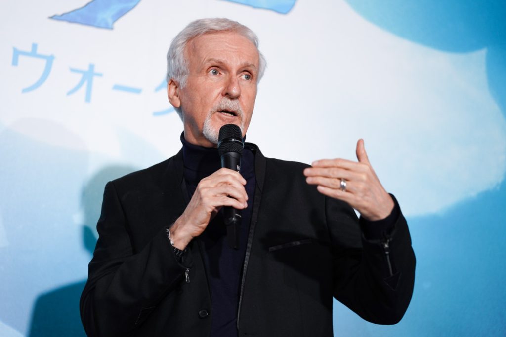 TOKYO, JAPAN - DECEMBER 10: James Cameron speaks during the "Avatar: The Way of Water" Japan Premiere at TOHO Cinemas Hibiya on December 10, 2022 in Tokyo, Japan. (Photo by Christopher Jue/Getty Images for Disney)