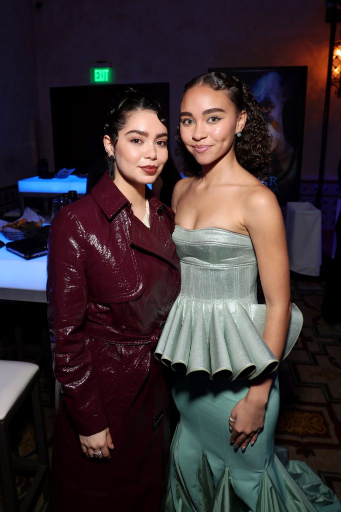 HOLLYWOOD, CALIFORNIA - DECEMBER 12: (L-R) Auli'i Cravalho and Bailey Bass attend the U.S. Premiere of 20th Century Studios' "Avatar:  The Way of Water" at the Dolby Theatre in Hollywood, California on December 12, 2022. (Photo by Jesse Grant/Getty Images for 20th Century Studios)