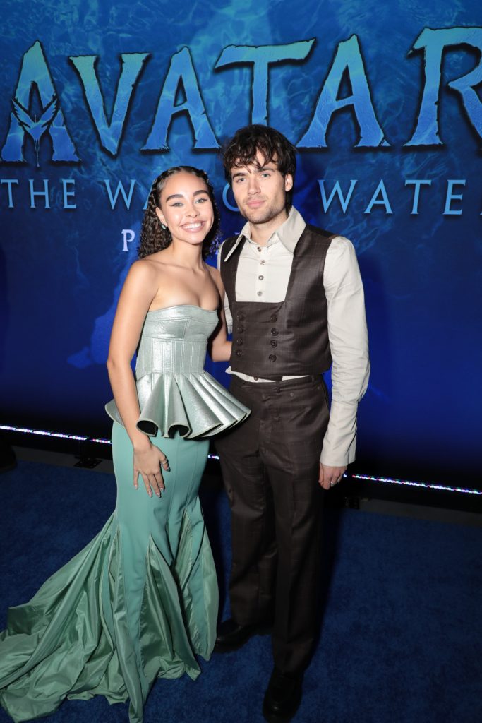 Bailey Bass and Jamie Flatters attend the U.S. Premiere of 20th Century Studios’ “Avatar: The Way of Water” at the Dolby Theater on Monday, December 12, 2022 in Hollywood, CA. (photo: Alex J. Berliner/ABImages)