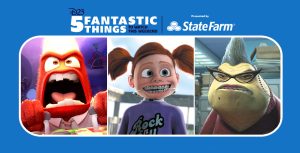 IMAGE 00A Alt text: In a scene from Pixar’s Inside Out, Anger, a male human-like being with red skin and flame hair, screams and holds two levers on a control panel. IMAGE 00B Alt text: In a scene from Pixar’s Finding Nemo, a young girl wears a purple graphic sweatshirt and has metal braces on her teeth. IMAGE 00C Alt text: In a scene from Pixar’s Monsters Inc., Roz, a green monster with gray hair and black cat-eye glasses, sits in an office with large gray filing cabinets.