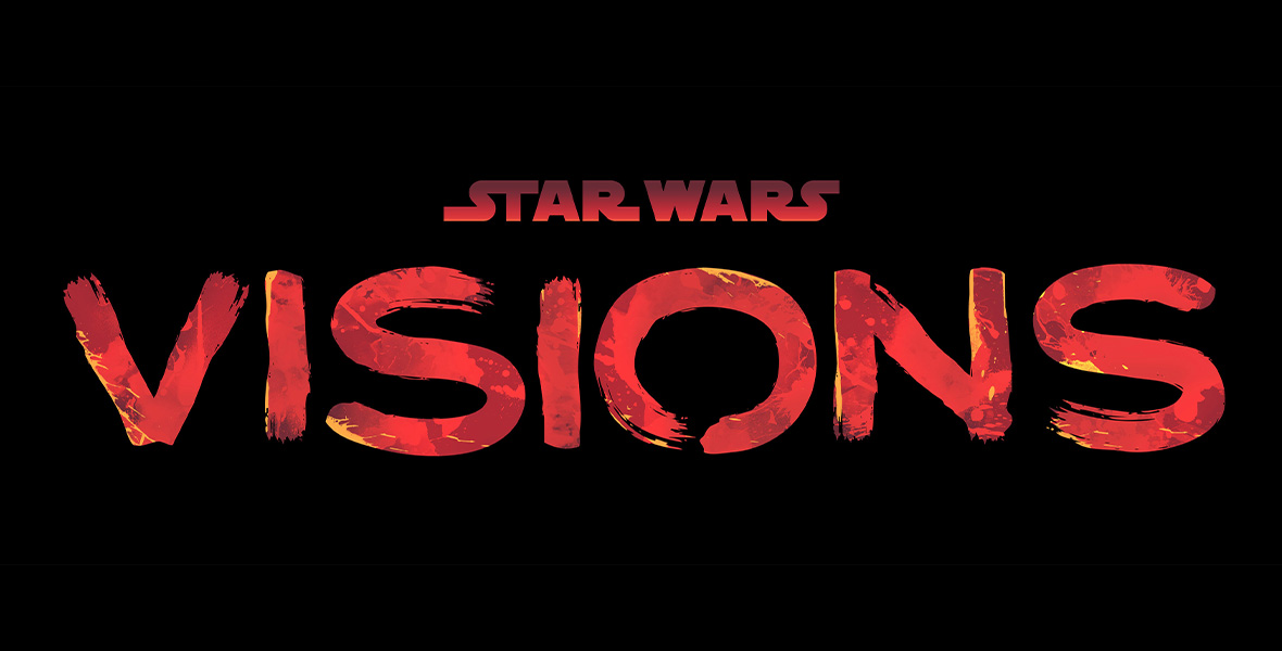 The logo for Star Wars Visions—the words of the title are in red script against a black background.