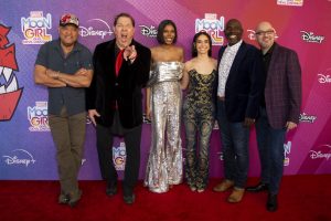 Laurence, Fishburne, Fred Tatasciore, Diamond White, Libe Barer, Gary Anthony Williams, and Steve Loter attend the premiere for Marvel&rsquo;s Moon Girl and Devil Dinosaur at the Walt Disney Studios Lot in Burbank, California.
