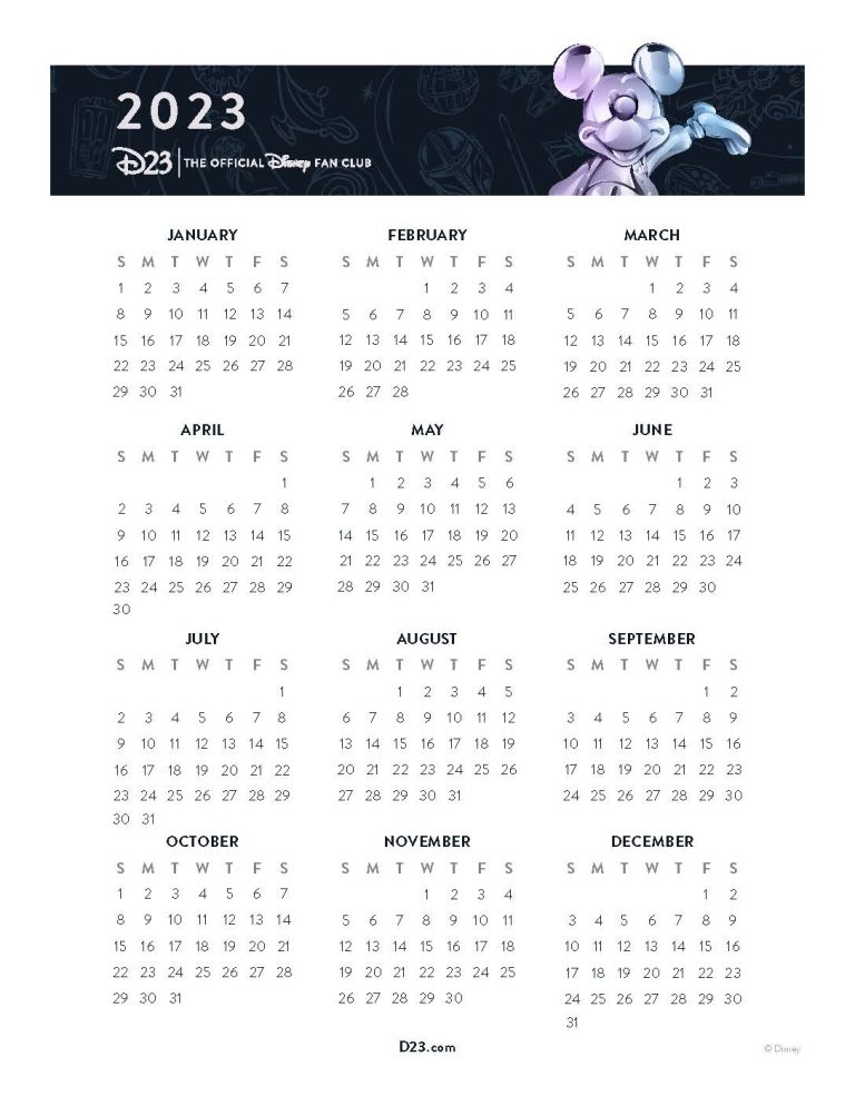 D23 Calendar Printable_2023 D23