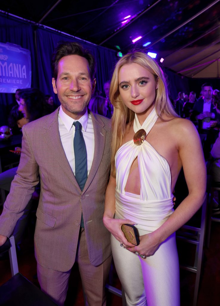 LOS ANGELES, CALIFORNIA - FEBRUARY 06: (L-R) Paul Rudd and Kathryn Newton attend the Ant-Man and The Wasp Quantumania world premiere at Regency Village Theatre in Westwood, California on February 06, 2023. (Photo by Jesse Grant/Getty Images for Disney)