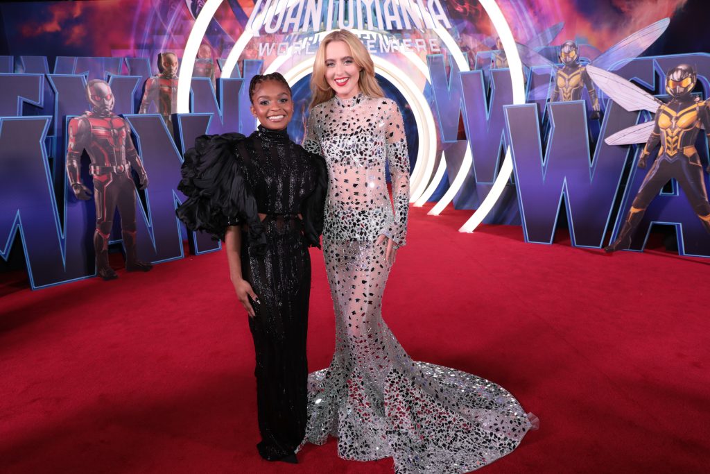 Dominique Thorne and Kathryn Newton attends the Ant-Man and The Wasp Quantumania World Premiere at the Regency Village Theatre on Monday, February 6, 2023 in Westwood, CA.(Photo:Alex J. Berliner/ABImages)