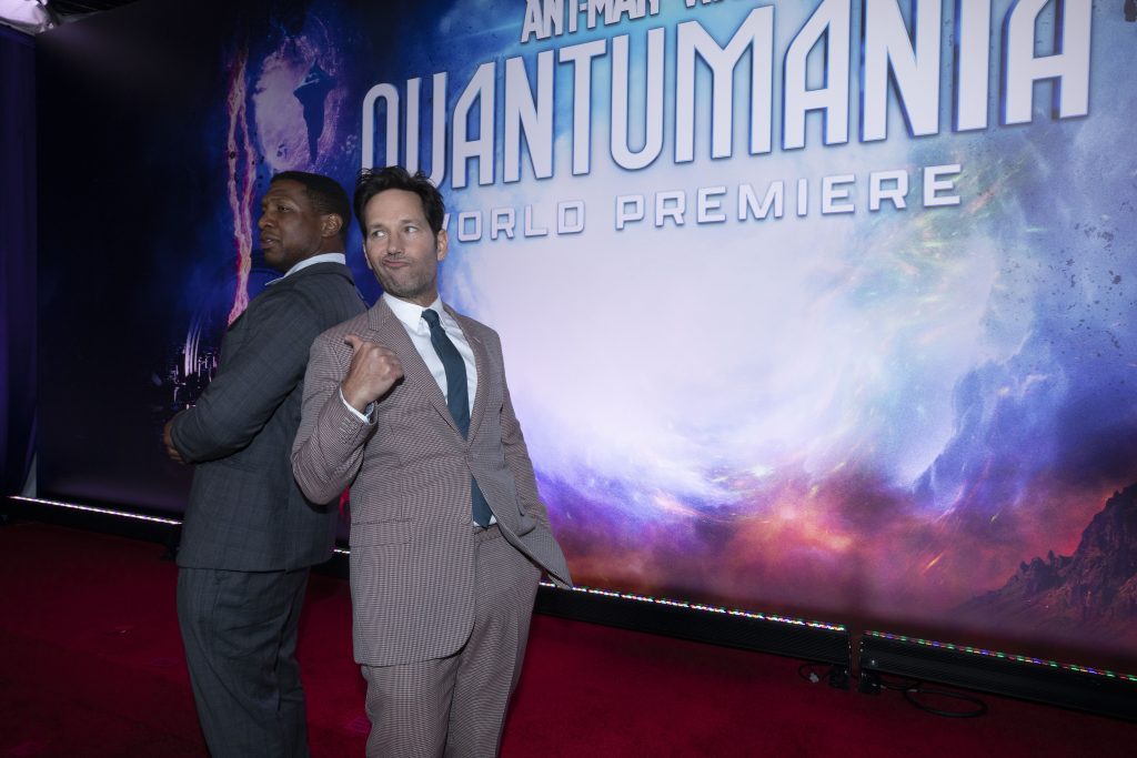 Jonathan Majors and Paul Rudd attend the Ant-Man and The Wasp Quantumania World Premiere at the Regency Village Theatre on Monday, February 6, 2023 in Westwood, CA.(Photo:Alex J. Berliner/ABImages)