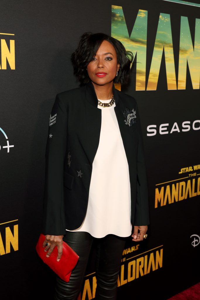 LOS ANGELES, CALIFORNIA - FEBRUARY 28: Aisha Tyler attends the Mandalorian special launch event at El Capitan Theatre in Hollywood, California on February 28, 2023. (Photo by Jesse Grant/Getty Images for Disney)
