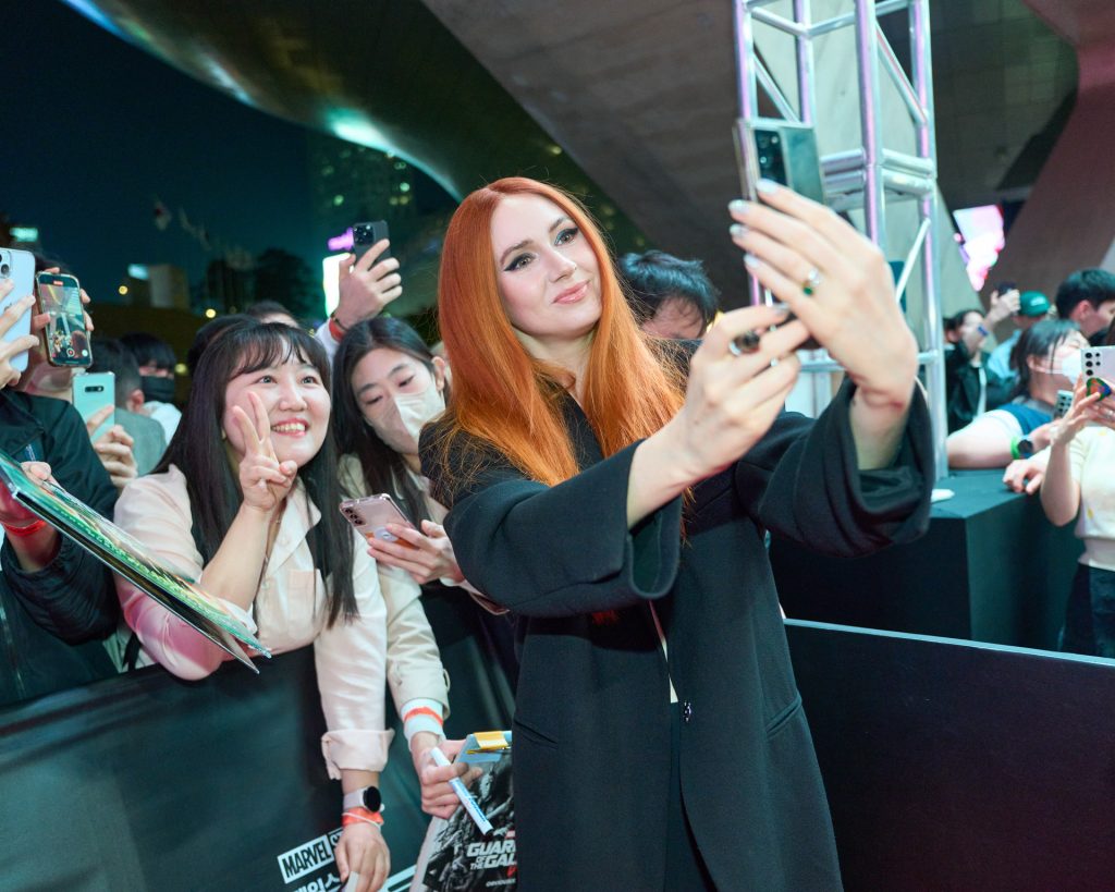 Karen Gillan attends the Seoul Fan Event for Marvel Studios' GUARDIANS OF THE GALAXY VOL. 3 in Seoul, South Korea on April 19, 2023. Photo by Ho Chang.
