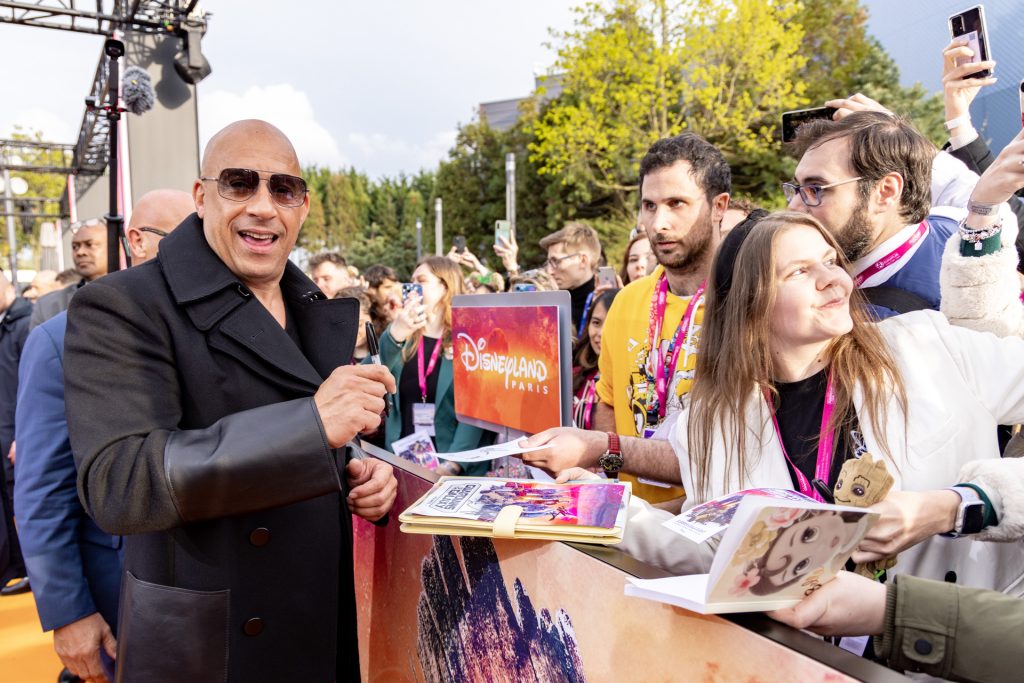 Vin Diesel attends the European Premiere of Marvel Studios’ "Guardians of the Galaxy: Vol 3" in Disneyland Paris on April 22, 2023 in Paris, France. (Photo by StillMoving.Net for Disney)