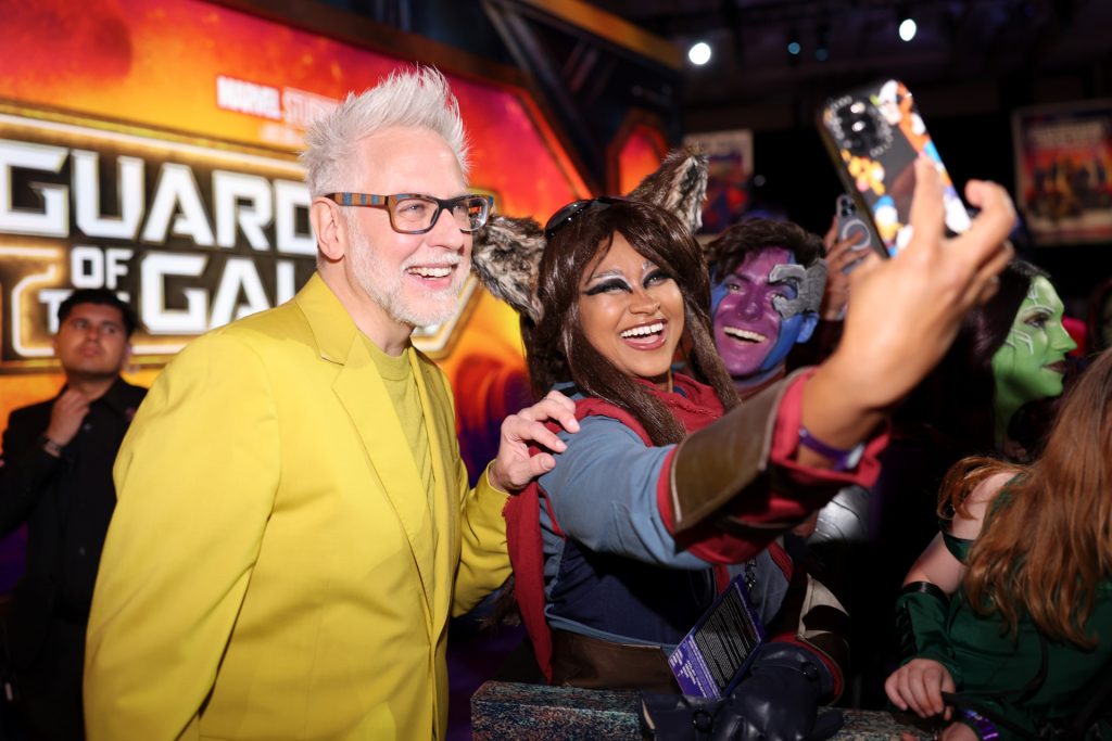 HOLLYWOOD, CALIFORNIA - APRIL 27: James Gunn (L) and guests attend the Guardians of the Galaxy Vol. 3 World Premiere at the Dolby Theatre in Hollywood, California on April 27, 2023. (Photo by Rich Polk/Getty Images for Disney)