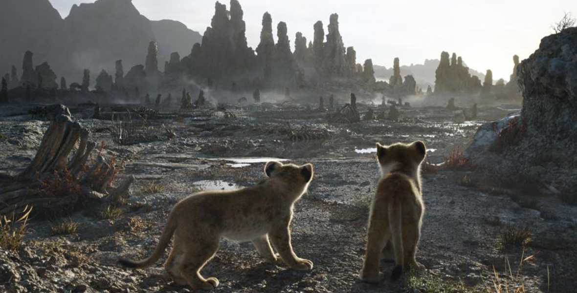 In the live-action reimagining of The Lion King, lion cubs Simba and Nala look ahead into the Elephant Graveyard, a desolate stretch of dirt and bones. 