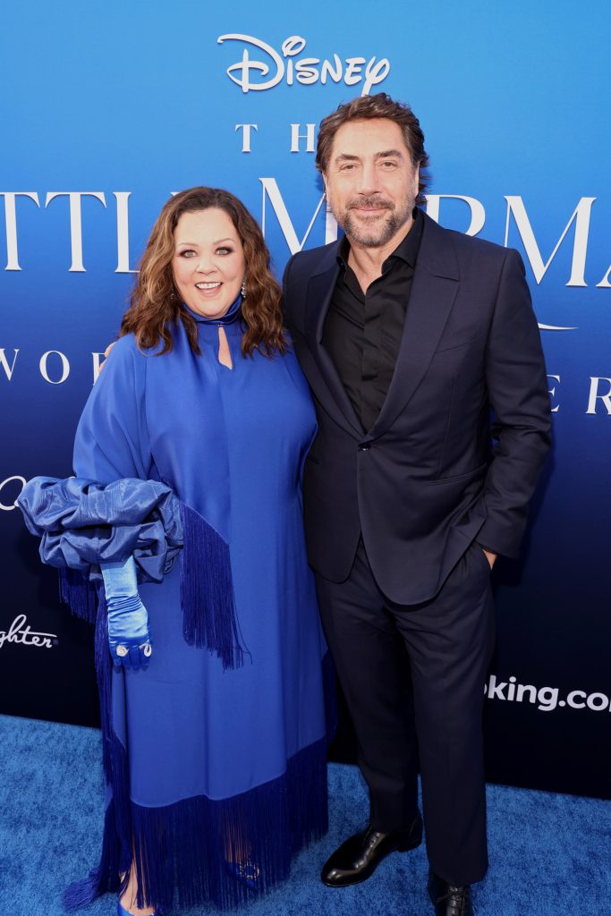 LOS ANGELES, CALIFORNIA - MAY 08: (L-R) Melissa McCarthy and Javier Bardem attend the World Premiere of Disney's live-action feature "The Little Mermaid" at the Dolby Theatre in Los Angeles, California on May 08, 2023. (Photo by Jesse Grant/Getty Images for Disney)
