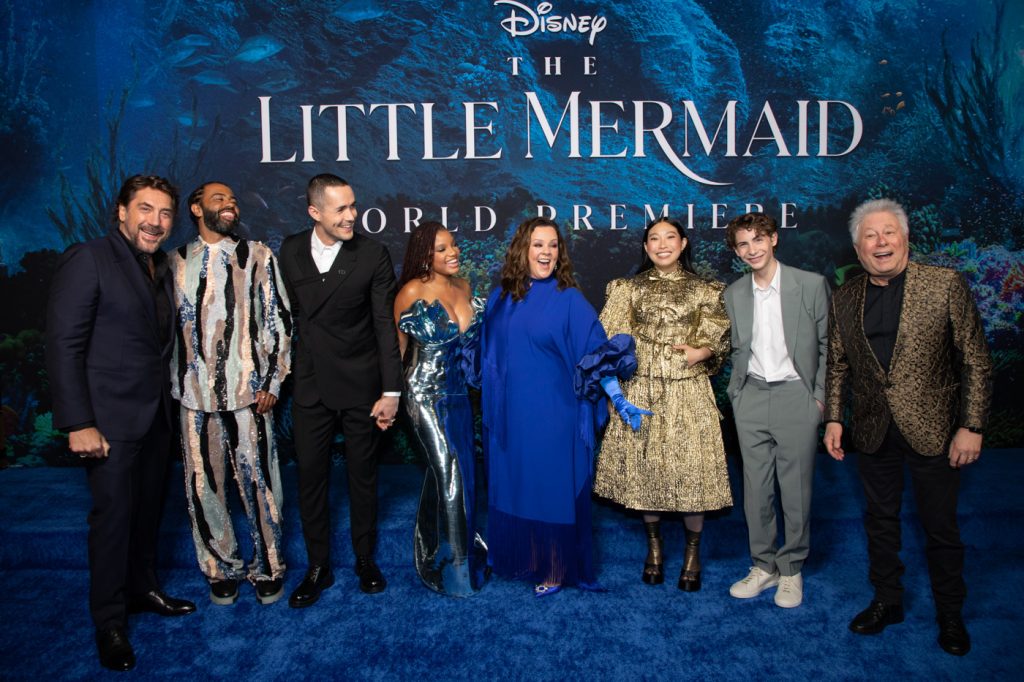 Javier Bardem, Daveed Diggs, Jonah Hauer-King, Halle Bailey, Melissa McCarthy, Awkwafina, Jacob Tremblay, Alan Menken attend the World Premiere of Disney's "The Little Mermaid" at the Dolby Theatre in Hollywood, CA on Monday, May 8, 2023 (photo: Alex J. Berliner/ABImages)