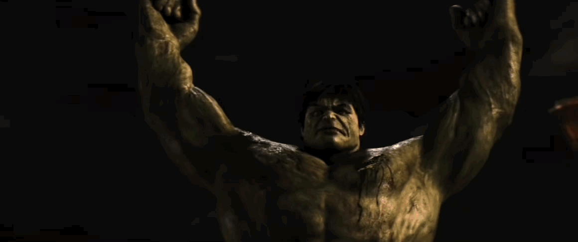 The Hulk smashes his fists into the ground, causing it to erupt.