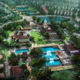 A rendering of the newly announced Asteria Community by Storyliving by Disney in North Carolina showcases a verdant community with signature Disney touches.