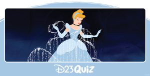 Cinderella has been newly transformed for the ball. Sparkling silver pixie dust dances around her as she radiates elegance in a pale blue ballgown. The gown features puffed sleeves and a delicately ruffled neckline. Her gloves, reaching up to her elbows, match the gown’s hue. Around her neck, she wears a black choker-style necklace. Her blond hair is styled in an updo, adorned with a shimmering silver headband.