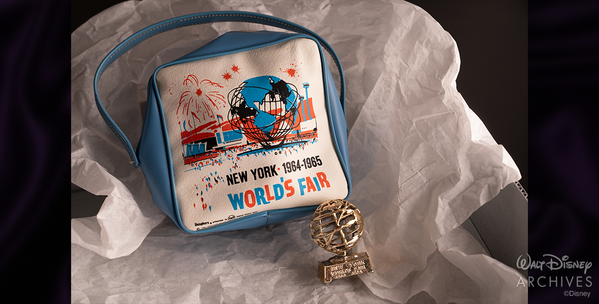 A souvenir purse and pencil sharpener featuring the iconic Unisphere, the 12-story stainless-steel globe at the heart of the Fair.