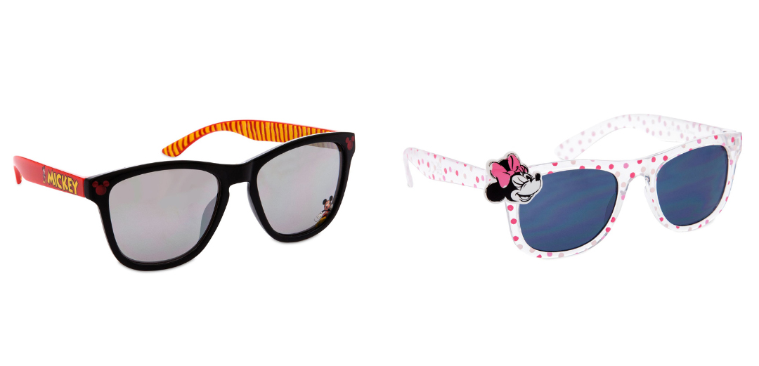 Pair of Mickey Mouse and Minnie Mouse sunglasses for kids from DisneyStore.com.