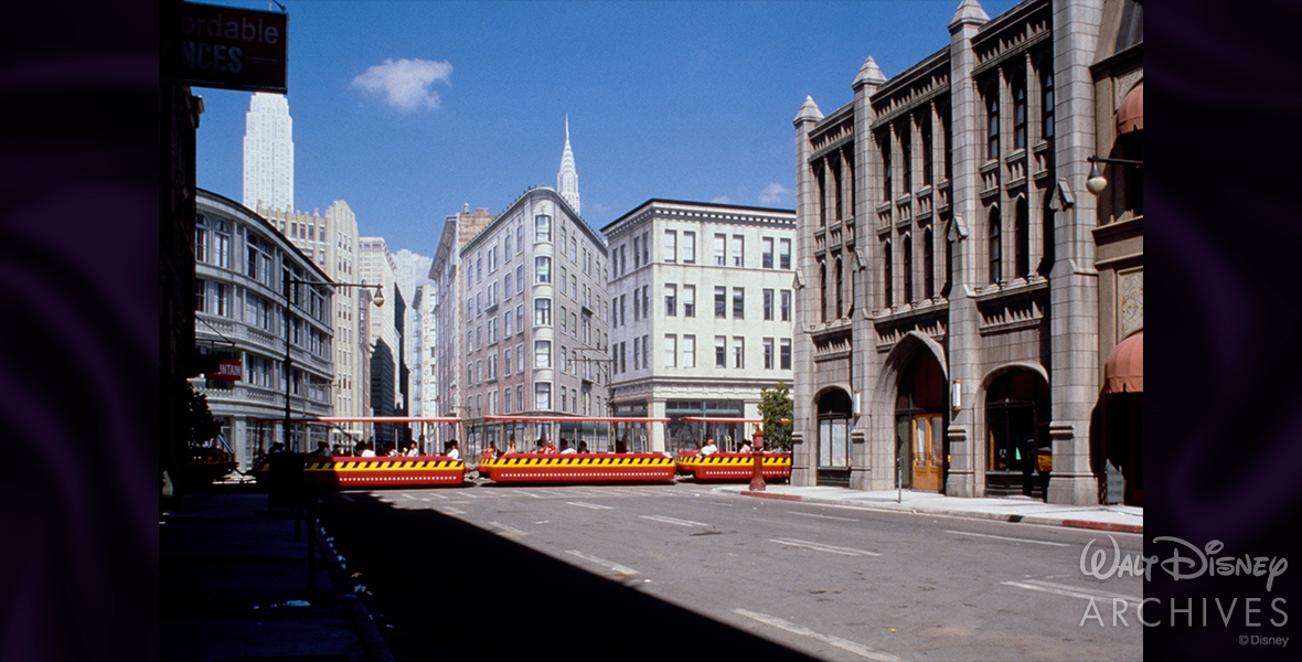 At Disney-MGM Studios, a backstage tram passes through the Streets of America on the Backstage Studio Tour.